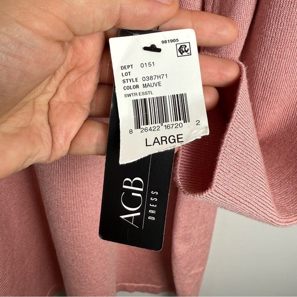 AGB Women's Mauve Pink Turtleneck Sweater Dress Long Sleeve Size Large Cozy - Picture 6 of 6